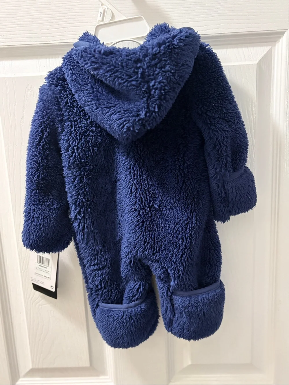 Nike Navy Blue Plush Hooded Baby One-Piece Footie